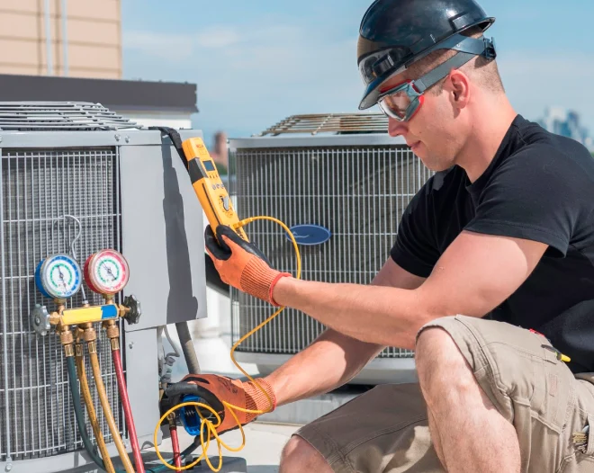 worker finishing with the hvac