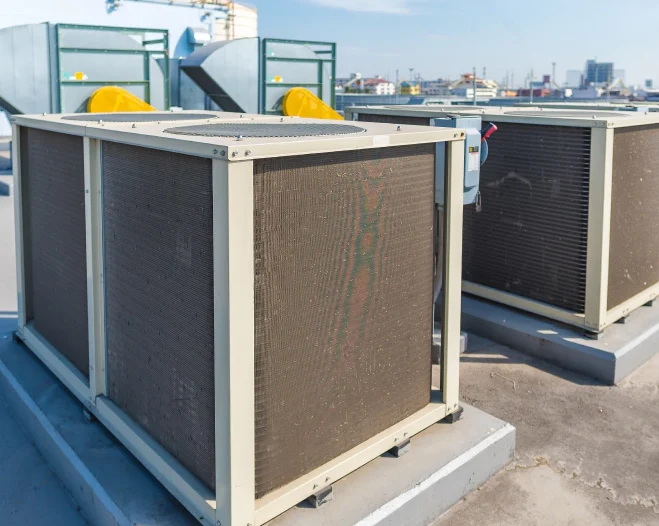 commercial exterior hvac unit full of dust